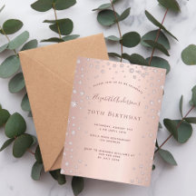 70. Geburtstagsparty Rose Gold Diamond Einladung