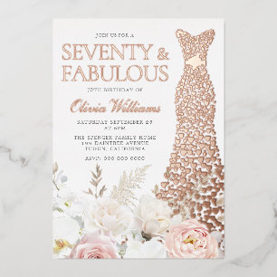 70. Geburtstagsparty Rose Gold Folieneinladung