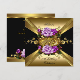 70. Geburtstagsparty Rose Lila Gold Black Einladung