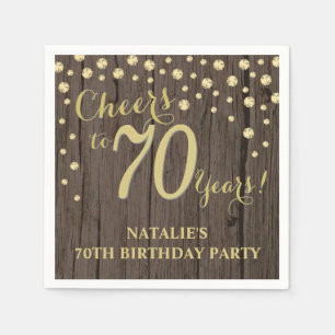70. Geburtstagsparty Rustikal Holz und Gold Diamon Serviette