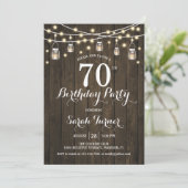 70. Geburtstagsparty - Rustikales Holz Einladung (Stehend Vorderseite)
