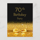 70. Geburtstagsparty schwarze Goldbug Einladung Postkarte (Vorderseite)