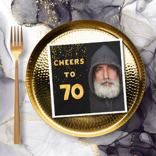 70. Geburtstagsparty schwarzes Gold Foto Serviette