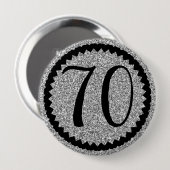 70. Geburtstagsparty Silver Glitzer Classic Button (Vorne & Hinten)