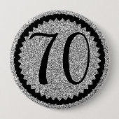 70. Geburtstagsparty Silver Glitzer Classic Button (Vorderseite)