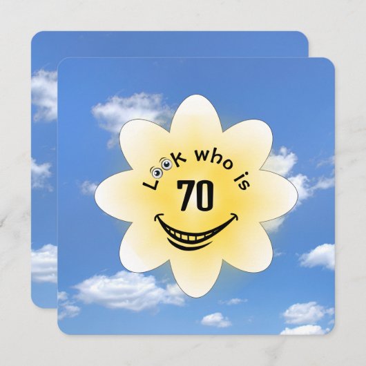 70. Geburtstagsparty Sommersonne Einladung (Vorne/Hinten)