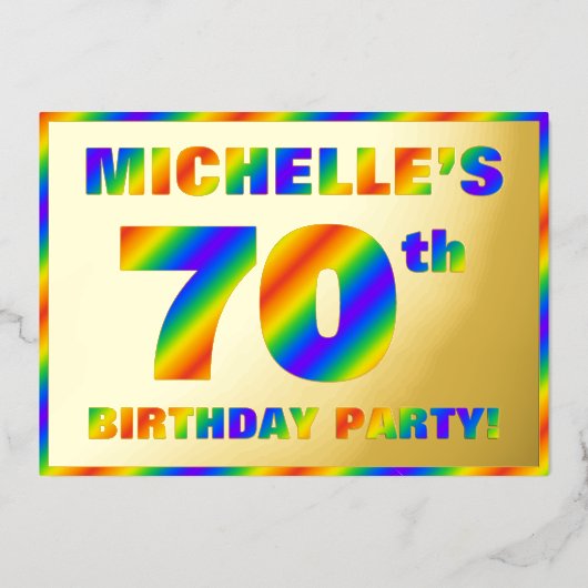 70. Geburtstagsparty — Spaß, Regenbogenspektrum "7 Folieneinladung (Vorderseite)