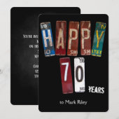 70. Geburtstagsparty-Teller Einladung (Vorne/Hinten)