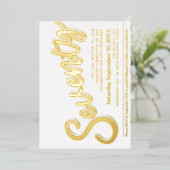 70. Geburtstagsparty weiß mit Goldschrift Folieneinladung (Stehend vorne)