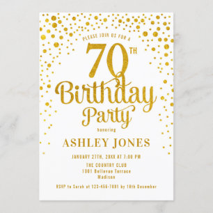 70. Geburtstagsparty - White & Gold Einladung
