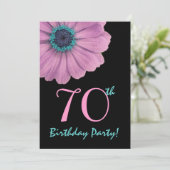 70. Geburtstagsvorlage - Rosa Daisy Einladung (Stehend Vorderseite)
