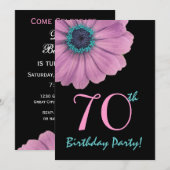 70. Geburtstagsvorlage - Rosa Daisy Einladung (Vorne/Hinten)