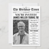 70. Geburtstagszeitung Einladung mit Programm (Vorderseite)