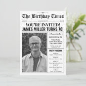 70. Geburtstagszeitung Einladung mit Programm (Stehend Vorderseite)