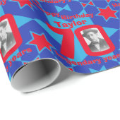 70. Geschenkverpackung des blauen Rotes des Geschenkpapier (Rolleneckpunkt)