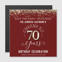 70. Gold Geburtstag Speichern Sie das Date Magnet