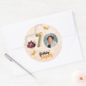 70. Goldballon Nummer & Red English Rose Runder Aufkleber (Umschlag)