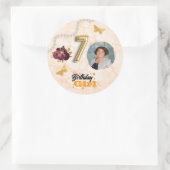 70. Goldballon Nummer & Red English Rose Runder Aufkleber (Tasche)