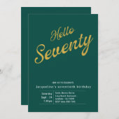 70 Green Gold Modern 70. Geburtstag Einladung (Vorne/Hinten)