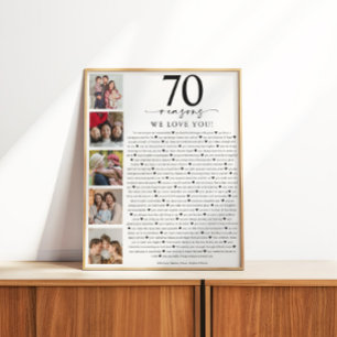 70 Gründe, warum wir dich lieben Geburtstag oder J Poster
