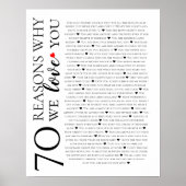 70 Gründe, warum wir Sie zum 80. 60. 50. Geburtsta Poster (Vorne)