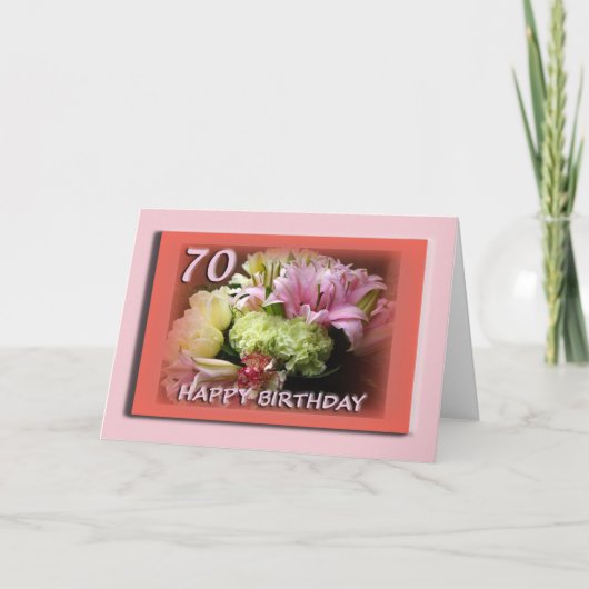 70. Happy Birthday Card - Blume Karte (Vorderseite)