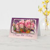 70. Happy Birthday Card - Rosa Tulpen Karte (Gelbe Blume)