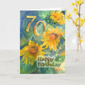 70. Happy Birthday Card - Sonnenblumen Karte (Gelbe Blume)