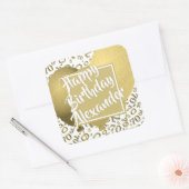 70. Happy Birthday Gold/White Number Pattern Quadratischer Aufkleber (Umschlag)