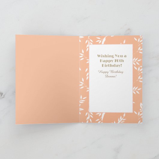 70. Happy Birthday Woman Cartoon Champagne Drink Karte (Innenseite)