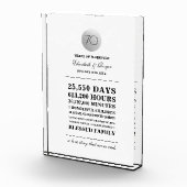 70. Hochzeit Geburtstag Custom Gift Plaque Fotoblock (Rechts)