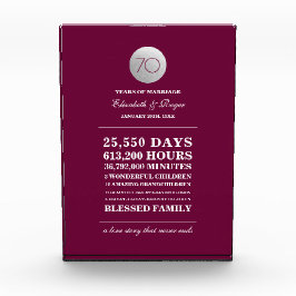 70. Hochzeit Geburtstag Custom Gift Plaque Fotoblock