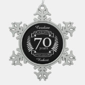 70. Hochzeit JAHRESPLATINUM Schneeflocken Zinn-Ornament (Vorderseite)