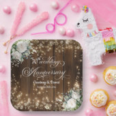 70. Hochzeit Jahrestag Rustikale String Lights Pappteller (Party)