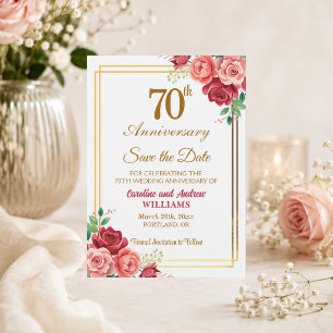 70. Hochzeitsjubiläum Goldrahmen Blumen  Save The Date