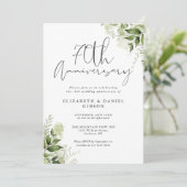 70. Hochzeitsjubiläum Greenery Floral Einladung (Stehend Vorderseite)
