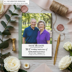 70. Hochzeitsjubiläum Save-the-Date-Foto Mitteilungskarte