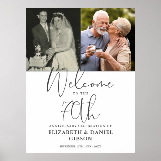 70. Hochzeitstag 2 Foto Begrüßungszeichen Poster (Vorne)