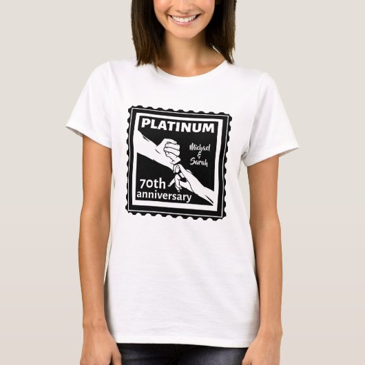 70. Hochzeitstag blaues Platin traditionell T-Shirt (Vorderseite)