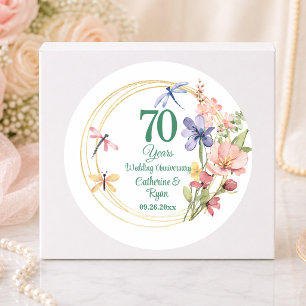 70. Hochzeitstag Platin Goldrahmen Runder Aufkleber