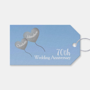 70. Hochzeitstag Platin Herzballons Geschenkanhänger