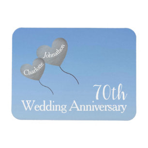 70. Hochzeitstag Platin Herzballons Magnet