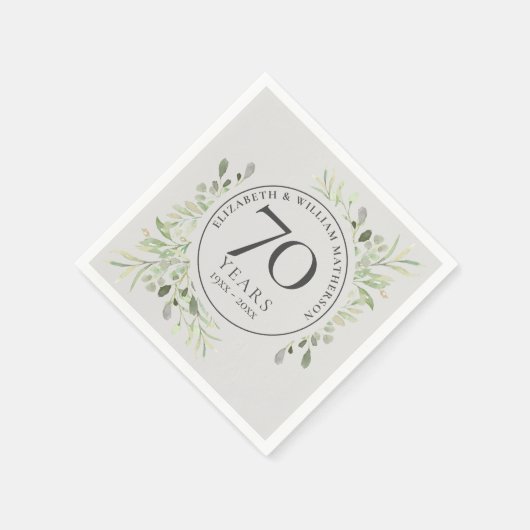 70. Hochzeitstag Platingrün Serviette (Ecke)