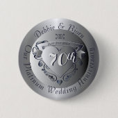 70. Hochzeitstag Platinum Herz Button (Vorderseite)