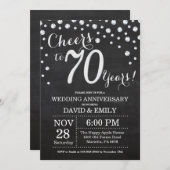 70. Hochzeitstag Schwarzes Silber Chalkboard Einladung (Vorne/Hinten)