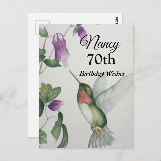 70. Hummingbird Garden Happy Birthday Postcard Postkarte (Vorne/Hinten)