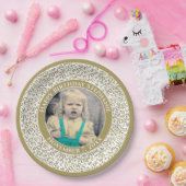 70 Ihr Foto Random Number Pattern Gold/Weiß Pappteller (Party)