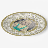 70 Ihr Foto Random Number Pattern Gold/Weiß Pappteller (Schrägansicht)