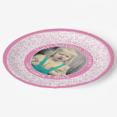 70 Ihr Foto Random Number Pattern Rosa/Weiß Pappteller (Schrägansicht)