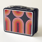 70 Inspirierte Line Art Sunset Roter Orange Rosa B Metall Brotdose (Rückseite)